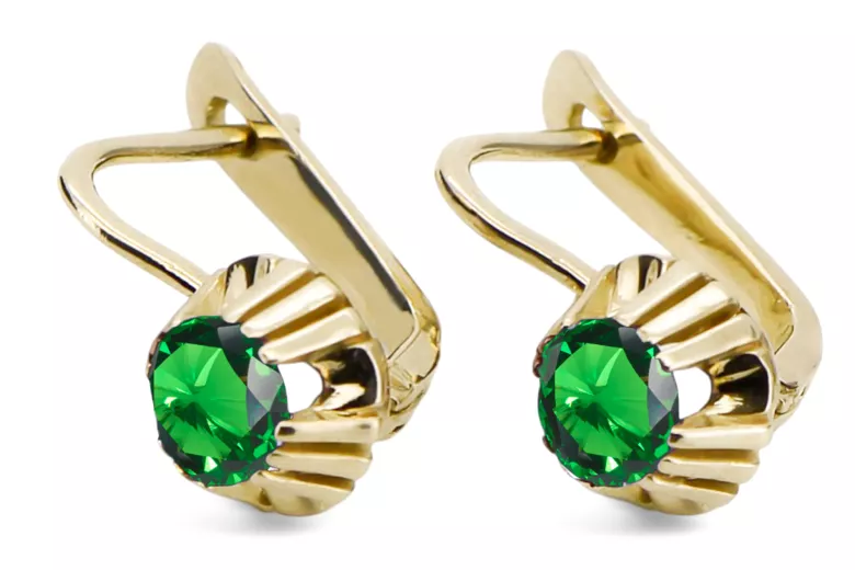 Vintage Earrings Emerald 14K Yellow gold vec027y